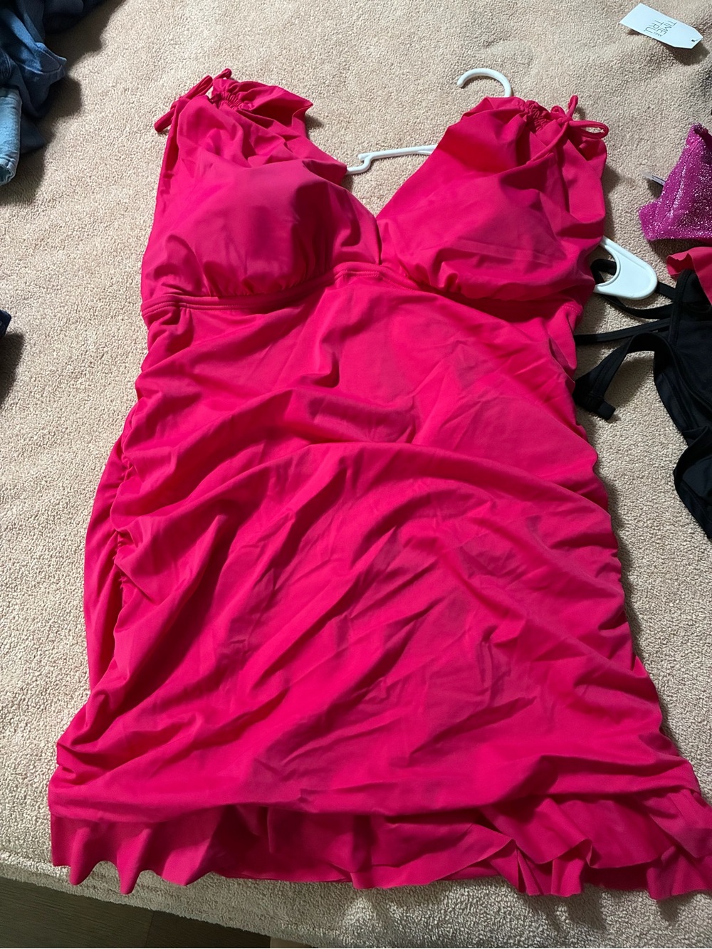 Swimsuits For All Hot Pink Swimdress with Ruched Sides